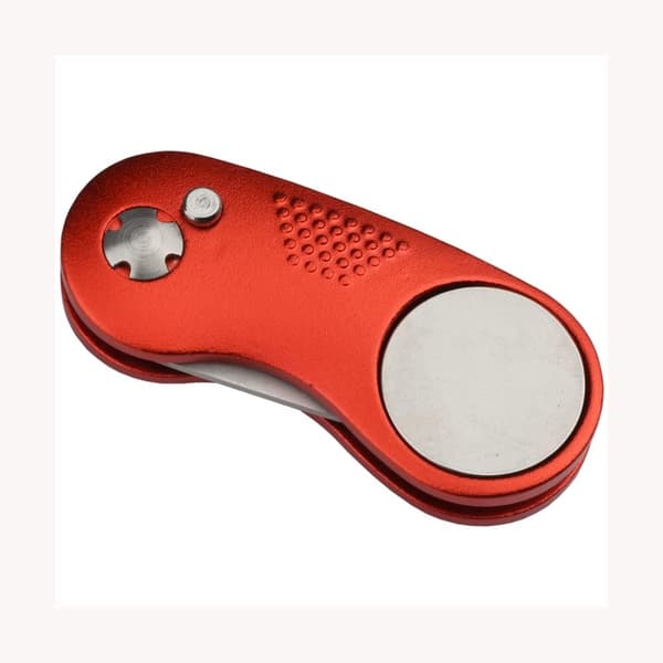 Golf Divot Repair Tool med Magnetisk Ballmarkør - Foldbar Metall