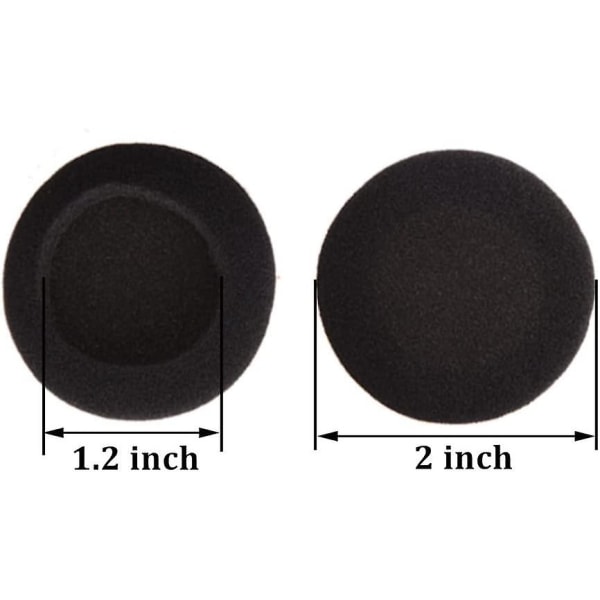 2-tommers skumpute ørepute øredeksel kompatibel med Sony Sennheiser Philips-hodetelefoner, 5 par, svart