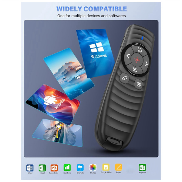 Presentasjonsklikker 2-i-1 USB/Type C oppladbar