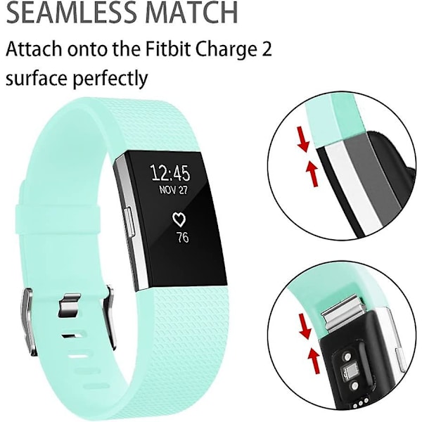 Udskiftningsbånd, der er kompatible med Fitbit Charge 2, Classic & Special Edition justerbare sportsarmbånd Teal Large