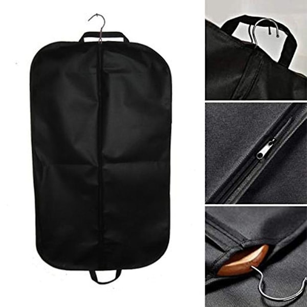 2-pakning svart klesoppbevarings- og reisebag i pustende materiale, 26x42x5 tommer Black