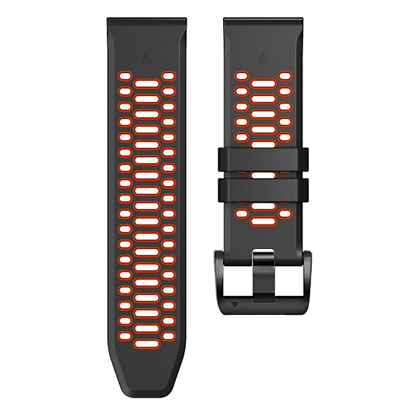 For Garmin Fenix 7/ 7 Pro Silikonurrem 22mm Dual Color med 3 rader hull Black Red
