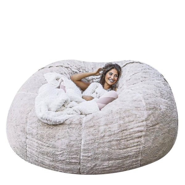 Lazy Sofa Bean Bag Kunstig Pels Bean Bag Bean Sofa white 135cm*65cm
