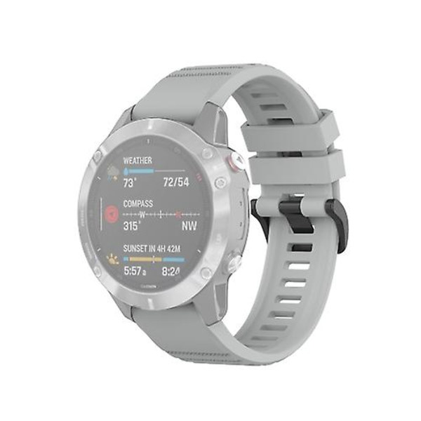 Til Garmin Fenix ​​6 22mm Quick Release Official Texture Armbåndsurrem med plastikknap Grey