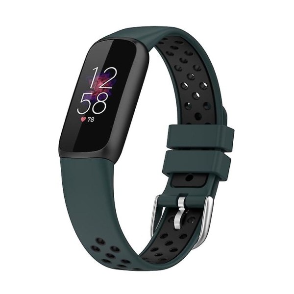 Til Fitbit Luxe tofarvet silikoneurrem Olive Green Black