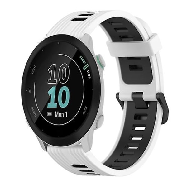 For Garmin Forerunner 55 20 mm vertikalt mønster tofarget silikonklokkebånd White-Black