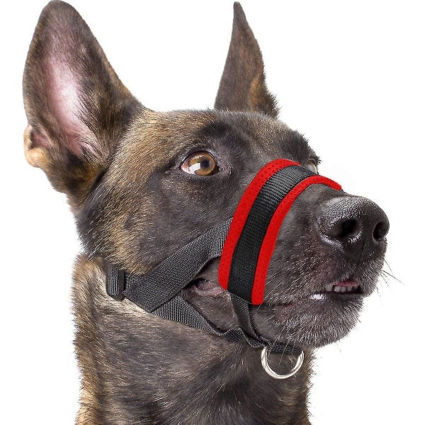 Hund nosparti Nylon mjuk stoppning, justerbar ögla, svart Red XXL