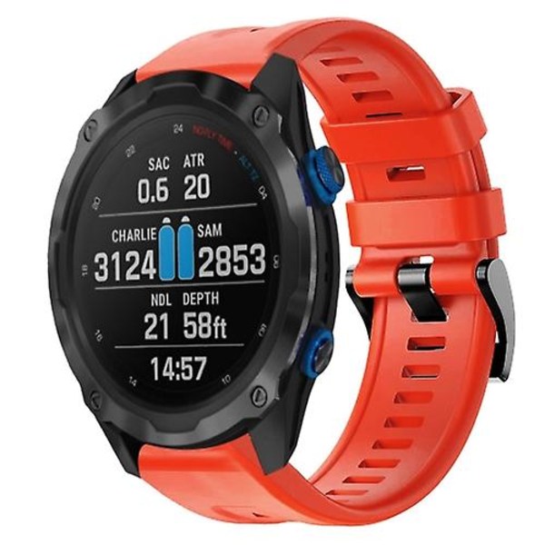 For Garmin Descent Mk 2i metallspenne ensfarget silikonklokkerem Red