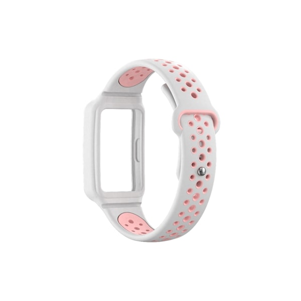 Integrert to-farget silikon smartklokkestropp for Huawei Strap 8 (rosa hvit)