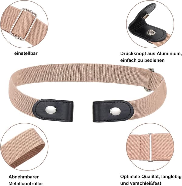 5-pack Elastiska Bälten Utan Spänne - Osynliga Justerbara Bälten