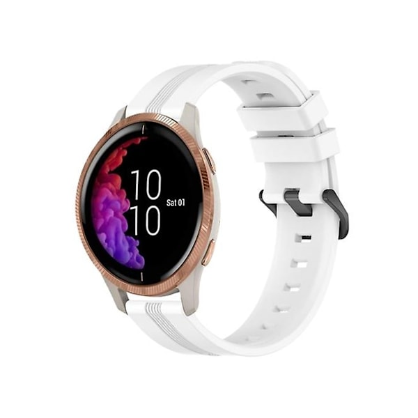 Rem for Garmin Venu 20 mm hvit silikon konkav stripe klokkestropp