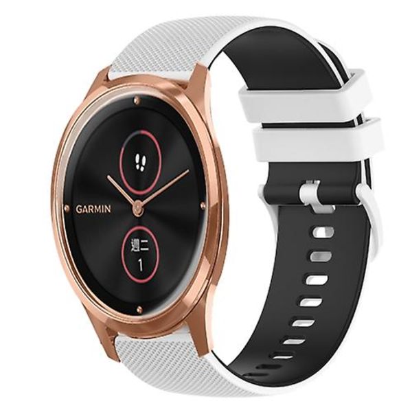 För Garminmove Luxe 20 mm rutigt tvåfärgat watch White-Black