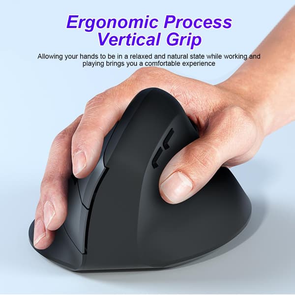 Ergonomisk, kablet, vertikal mus til kontor, gaming, sort