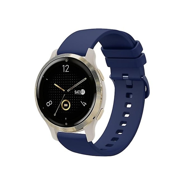 Rem for Garmin Venu 2S 18 mm - Marineblå ensfarget myk silikonklokkestropp