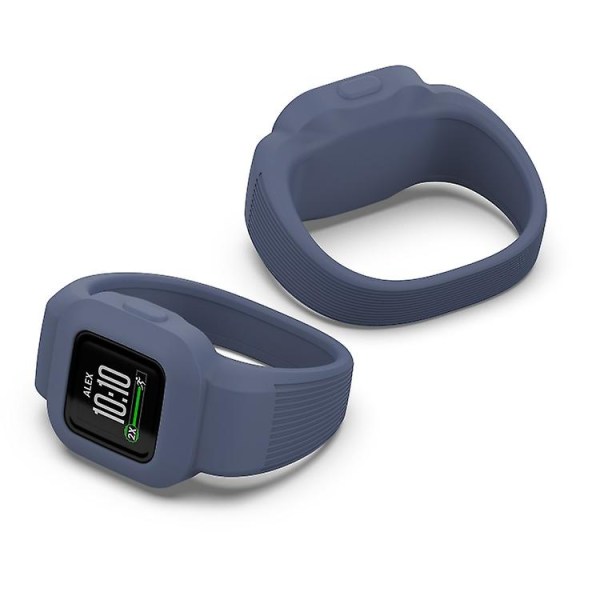 For Garmin Vivofit Jr3 No Buckle Silicone Pure Color Watch Band Blue Grey