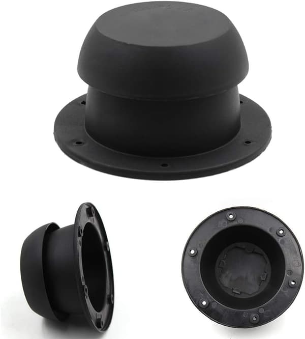 Rund RV Ventilationshætte - Vandafvisende Svampeform (Sort)