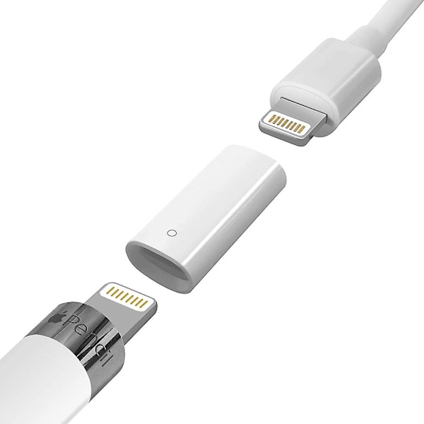 2 stk Ladeadapter Kompatibel med Apple Pencil, Lightning Kabel Konverter for iPad Pro Pen, iPencil Ladekontakt