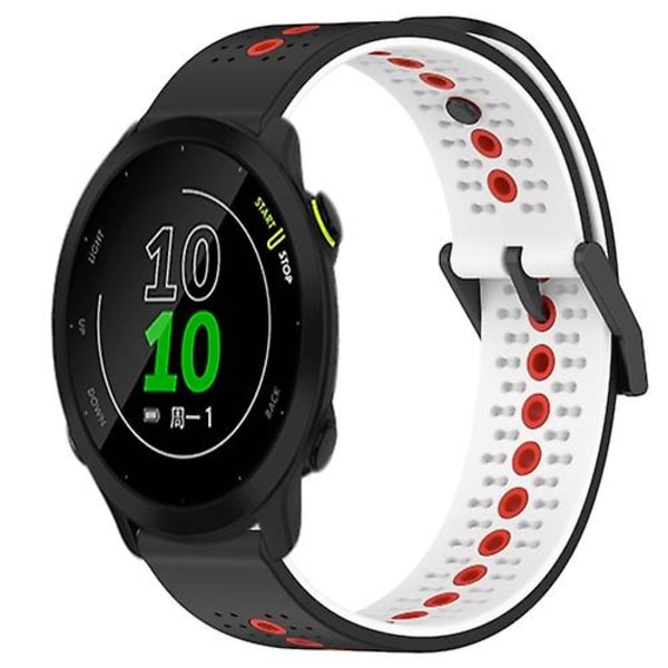 Til Garmin Forerunner 158 20mm Tricolor åndbart silikone urbånd Black-White-Red