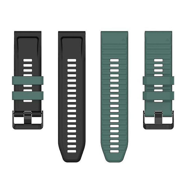 För Garmin Fenix 7 22mm Tvåfärgad Silikonklocka STMZ Olive Green Black