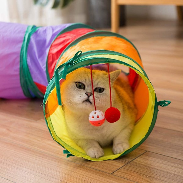 Kattunnel för katter, tillverkad av ultratåligt material, kan användas för katter, kaniner, valpar och illrar, S-formad, 48,4\"x9,8\"