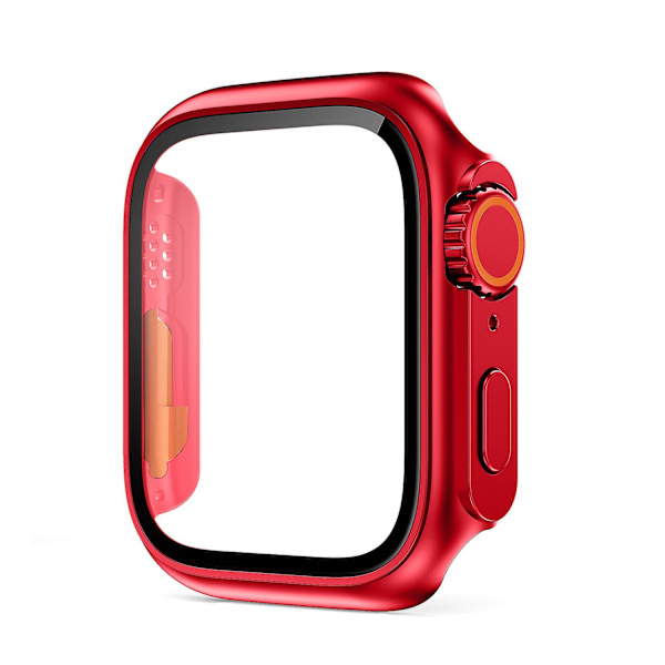 Skyddsskal av härdat glas för Apple Watch 8 7 45 mm 41 mm Anti-dropp anti-scratch watch för Iwatch 6 5 4 Se 44 ​​mm 40 mm Red 45mm