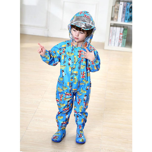 Polyester Sødt Mønster Børne Regnfrakke Vandtæt Vindtæt One Piece Regnfrakke blue s