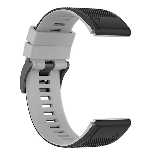 Til Garmin Fenix ​​7 tofarvet silikone urrem Black Grey