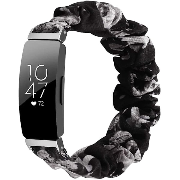 Scrunchies kompatibel med Fitbit Inspire 2 Band/inspire Hr Band/inspire Black Grey Flower Large