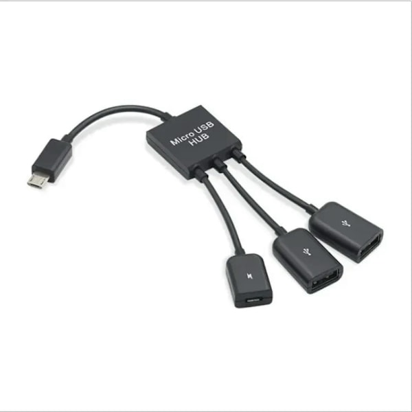 Feylan 3 i 1 Micro USB typ C-hubb hane till hona dubbel USB 2.0 värd OTG-adapterkabel för smartphone-datorplatta 3 portar Micro-3 USB 1 Micro