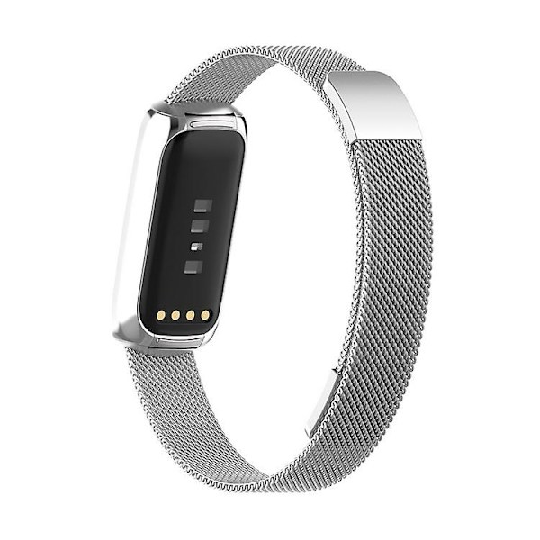 Erstatningsstropp i rustfritt stål Magnetisk Milan Fashion-armbånd for Fitbit Luxe silver