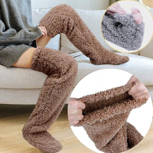 Teddy Legs Lange Over Knee Høye Sokker for Vinter