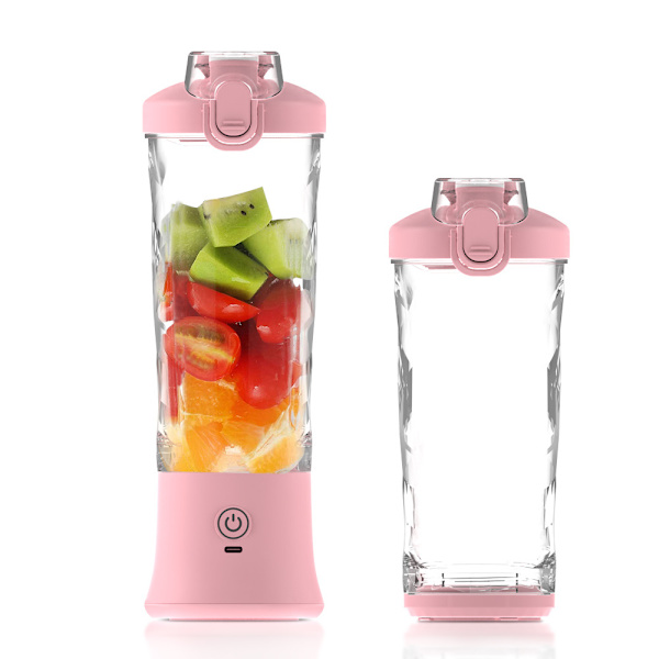 Bärbar mixer USB-laddningsbar med 600 ml personlig juicemugg rosa