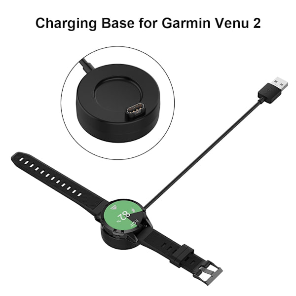 USB-oplader Dock Base Ladekabel Dataadapter til Venu 2 Fenix ​​5 Watch