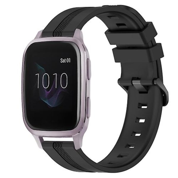 För Garmin Venu Sq 20 mm konkavt randigt Slicone watch Black