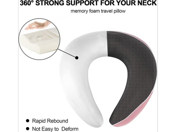 U-formad Resekudde Mjuk Memory Foam Nackkudde för Flygplan, Bil (Mörkgrå)