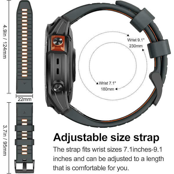 22mm Quick Fit-rem for Garmin Fenix 7 Pro/fenix 7/fenix 6/fenix 5/epix 2