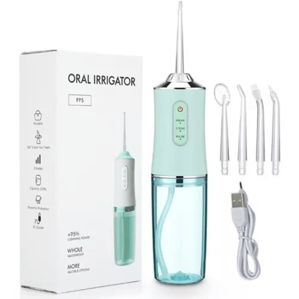 Oral Irrigator Bärbar Tandtråd Vattentråd USB Laddningsbar Vattenstråle Vit H