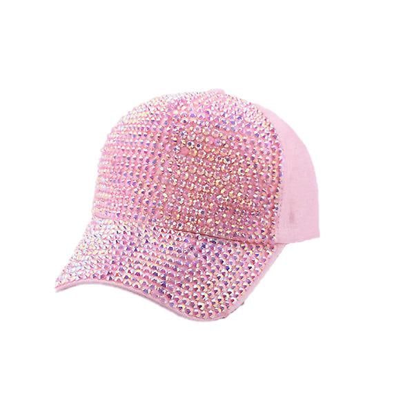 Cap Färgglad Rhinestone Diamond Snapback- cap vårsommarhatt Pink