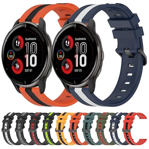 For Garmin Venu 2 Plus 20 mm vertikalt tofarget silikonklokkebånd Black-Grey