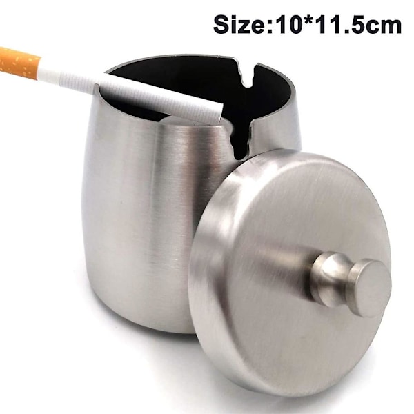 Windproof Ashtray For Cigarettes Outdoor Ashtrays For Patio Tabletop Silver Large