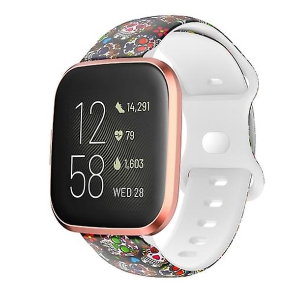 Til Fitbit Versa Printing Butterfly Buckle Silicone Watch Band Colorful Skull