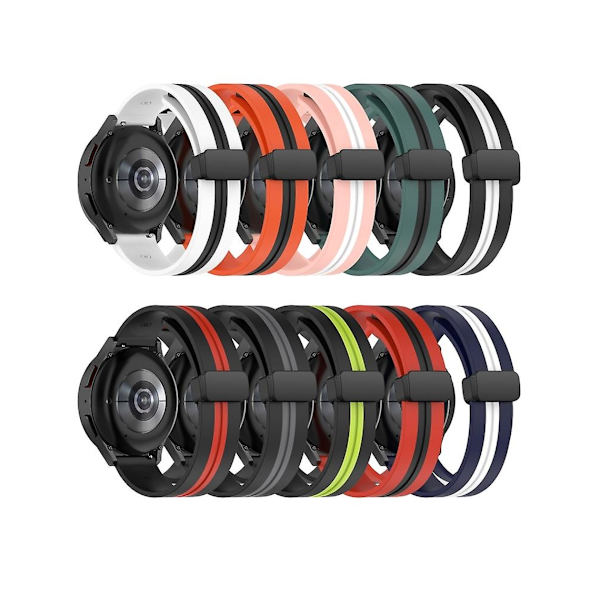 Rem til Garmin Forerunner Sq2 20Mm Foldbar Magnetisk Spænde Silikone Urrem Sort-Hvid