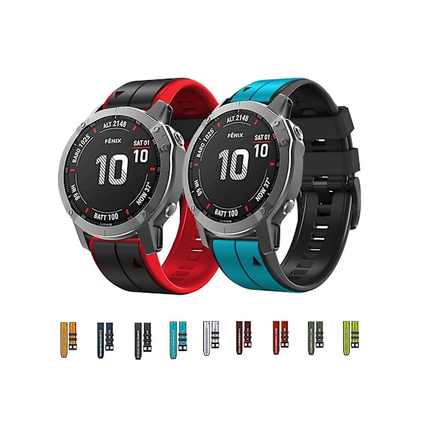 Garmin Tactix 7 22 mm:n silikoninen urheiluranneke, kaksiväri, punainen-musta