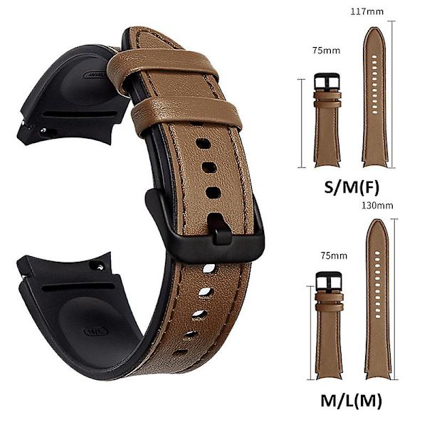 Læderrem til Samsung Galaxy Watch 4 Classic 44mm 40mm Ingen huller Silikone+læderarmbånd Correa Galaxy Watch 4 5 Pro Band red-black Galaxy Watch 4 40-44S-M