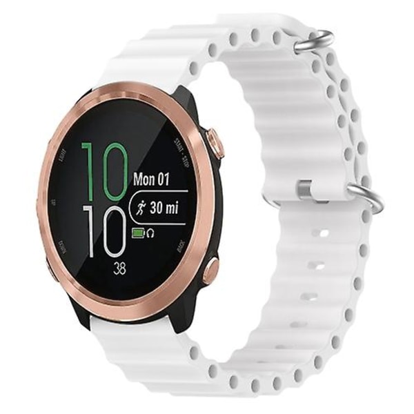 Til Garmin Forerunner 645 Music 20mm Ocean Style Silikone ensfarvet urbånd White
