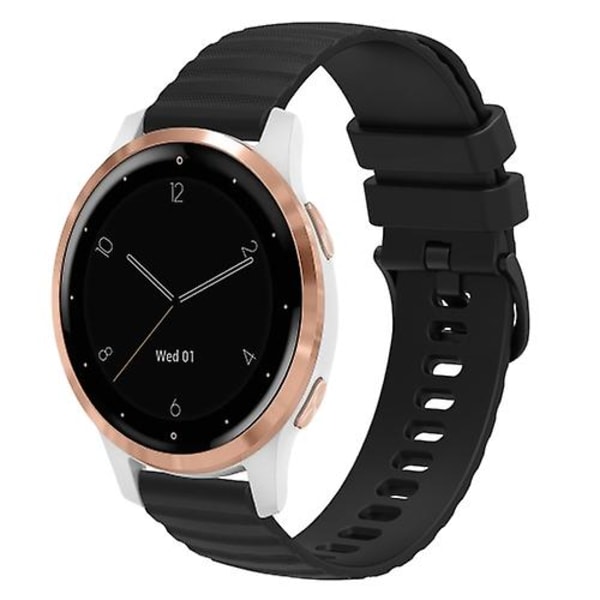 För Garmin Vivoactive 4s 18mm Vågig Prickig Enfärgad Silikon Armbandsrem CJV Black