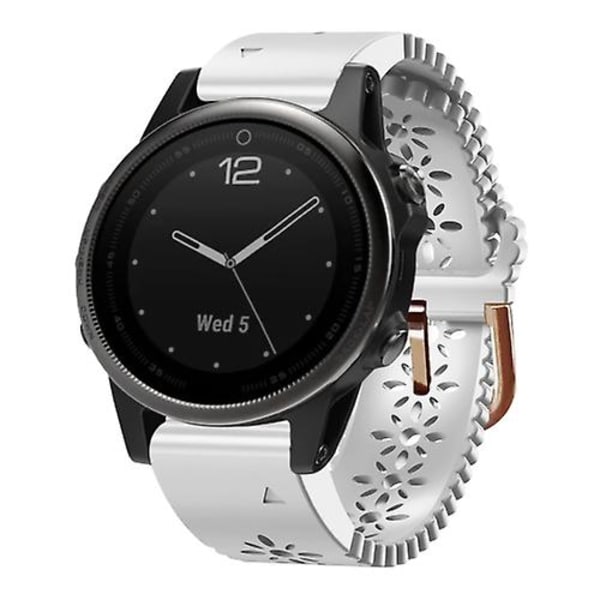 För Garmin Fenix ​​5s 20mm Lady's Silicone Watch Band med spetsstans White