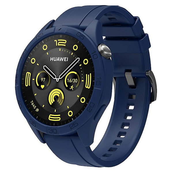 Silikonarmband för Huawei Watch GT 4 46mm, med klockfodral Navy Blue