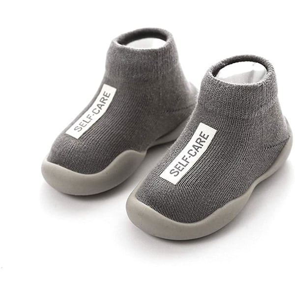 Baby Toddler Sock Shoes Stretch Knit Sneakers Kids Slippers Unisex Speed Trainer Runner (6-36 månader) Grey 5 Toddler