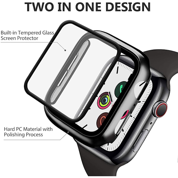 Glass+deksel For Apple Watch Case 44mm 40mm Iwatch 42mm 38mm Skjermbeskytter+støtfanger Tilbehør For Applewatch Series 5 4 3 Se 6 Matte Transparent 44mm series 654 SE
